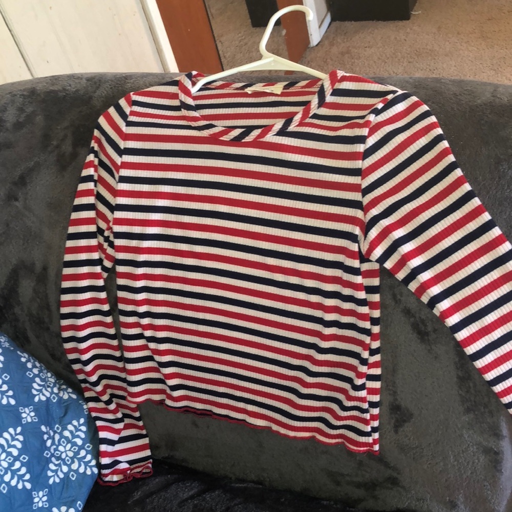 Large striped cropped top